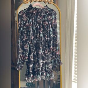 NWT Misa Los Angeles Marin Mini Dress In Black Enchanted Paisley Print